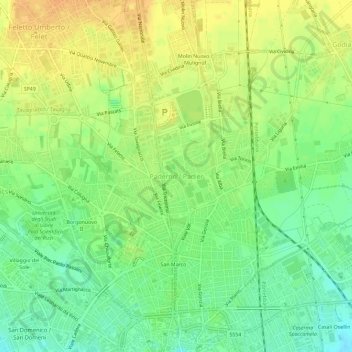Carte topographique Paderno, altitude, relief