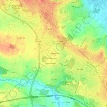 Carte topographique La Petite Fellerie, altitude, relief