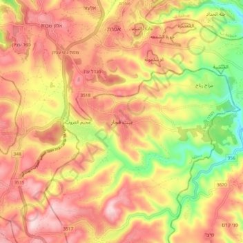 Carte topographique Beit Fajjar, altitude, relief