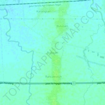 Carte topographique Bulusari, altitude, relief