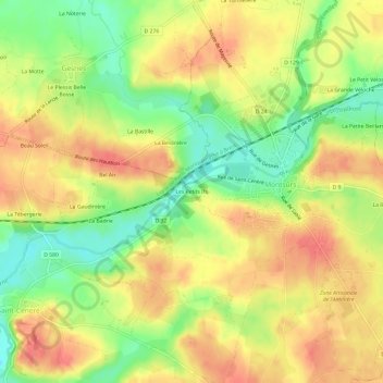 Carte topographique Les Petits Ifs, altitude, relief