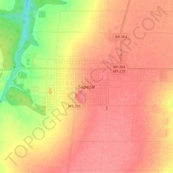 Carte topographique Sapezal, altitude, relief