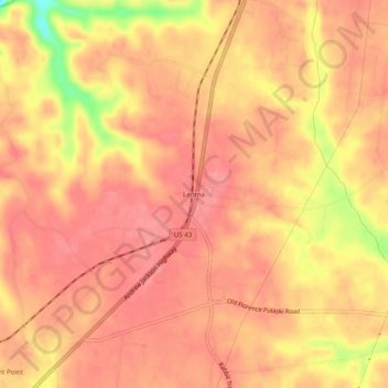 Carte topographique Leoma, altitude, relief