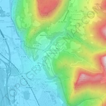Carte topographique Saint-Nizier, altitude, relief