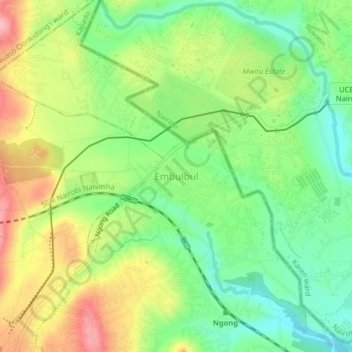 Carte topographique Embulbul, altitude, relief