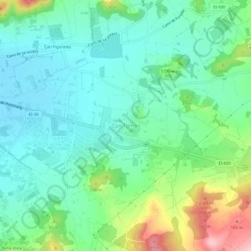 Carte topographique Can Tomàs, altitude, relief