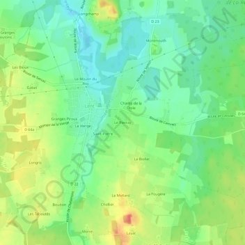 Carte topographique Le Pierray, altitude, relief