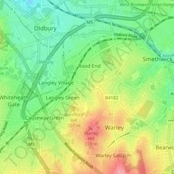 Carte topographique Merrivale, altitude, relief