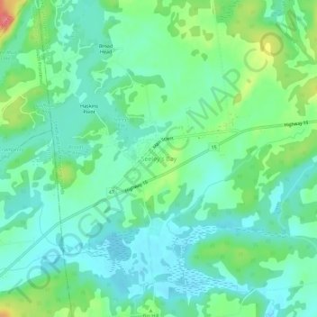 Carte topographique Seeley's Bay, altitude, relief