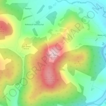 Carte topographique Ben Newe, altitude, relief