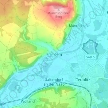 Carte topographique Premberg, altitude, relief