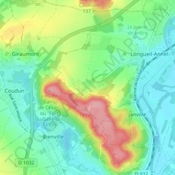 Carte topographique Annel, altitude, relief