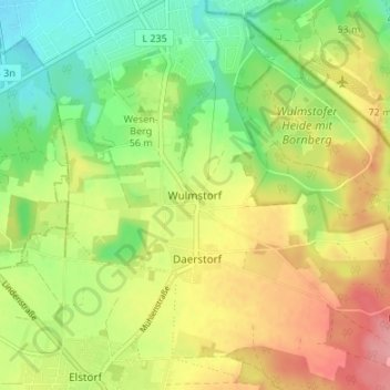 Carte topographique Wulmstorf, altitude, relief