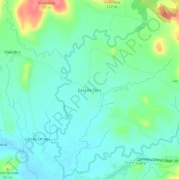 Carte topographique Casa de Tejas, altitude, relief