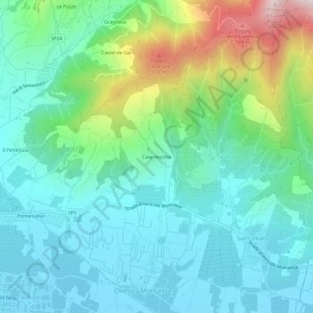 Carte topographique Case Vecchie, altitude, relief