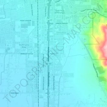 Carte topographique Bellevue, altitude, relief