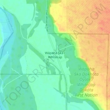 Carte topographique Whitecap Dakota First Nation, altitude, relief
