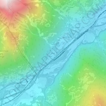 Carte topographique Rival, altitude, relief