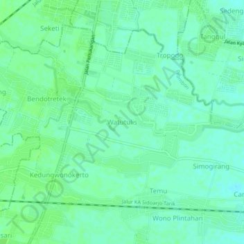 Carte topographique Watutulis, altitude, relief