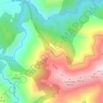 Carte topographique Adrao, altitude, relief
