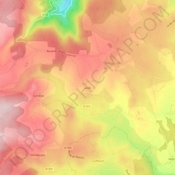 Carte topographique Lavès, altitude, relief