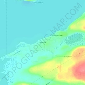 Carte topographique Greenwyck, altitude, relief