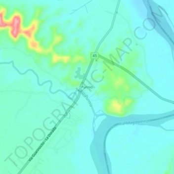 Carte topographique Purnio, altitude, relief