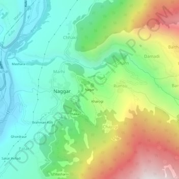 Carte topographique Nagar, altitude, relief