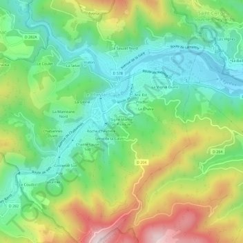 Carte topographique Signe Martre et Pissoule, altitude, relief