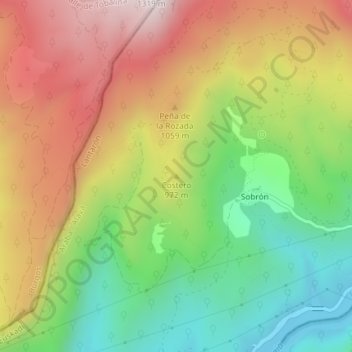 Carte topographique Costero, altitude, relief