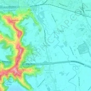 Carte topographique Campedello, altitude, relief