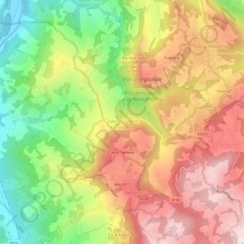 Carte topographique Castellino delle formiche, altitude, relief