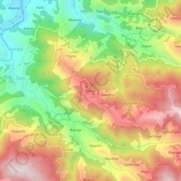 Carte topographique Dadoh, altitude, relief