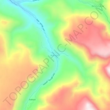 Carte topographique Köroğlu, altitude, relief