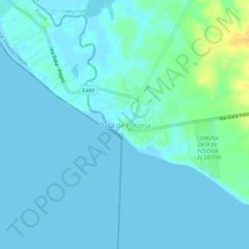 Carte topographique Data de Posorja, altitude, relief
