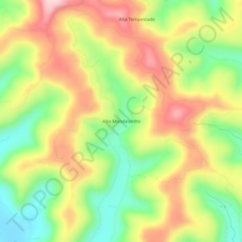 Carte topographique Alto Mondaizinho, altitude, relief