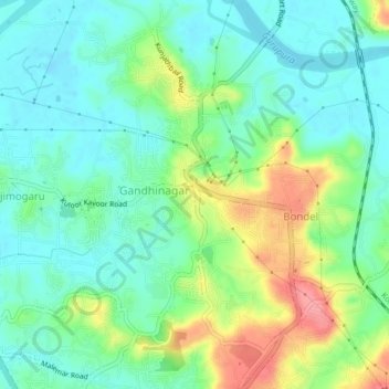 Carte topographique Kavoor, altitude, relief