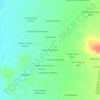 Carte topographique Fundo San Isidro, altitude, relief