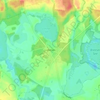 Carte topographique Lohmen, altitude, relief