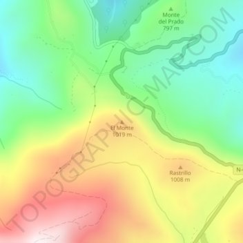 Carte topographique El Monte, altitude, relief