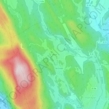 Carte topographique Veyrin, altitude, relief