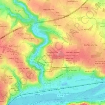 Carte topographique La Mabonnière, altitude, relief