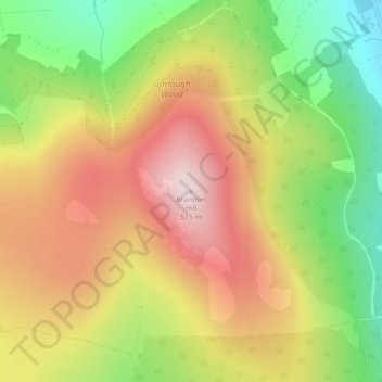 Carte topographique Brandon Hill, altitude, relief