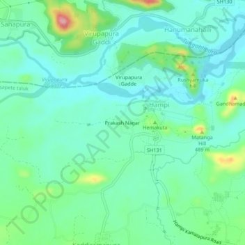 Carte topographique Prakash Nagar, altitude, relief