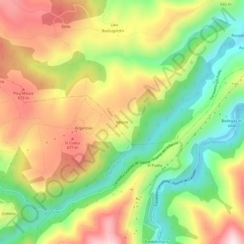 Carte topographique Moure, altitude, relief