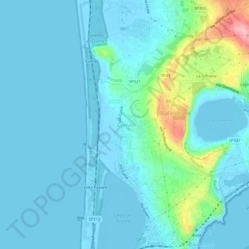 Carte topographique Cuma, altitude, relief
