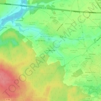 Carte topographique Les Monceaux, altitude, relief