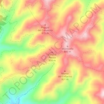 Carte topographique Cima di Piazza, altitude, relief