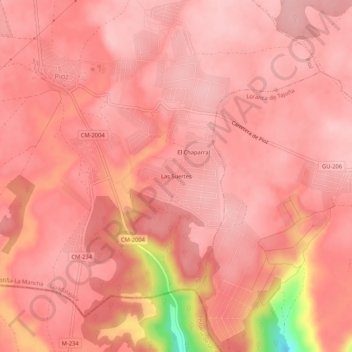 Carte topographique Las Suertes, altitude, relief