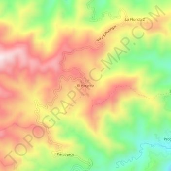 Carte topographique El Paraiso, altitude, relief